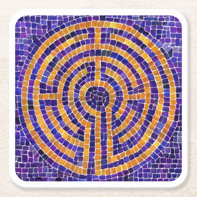PAPPRA Underlägg på LABYRINTH MOSAIC Square - Whit Papper Kvadrat (Framsidan)
