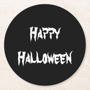 Pappra Underlägg Svarta och vita Happy halloween Papper Rund