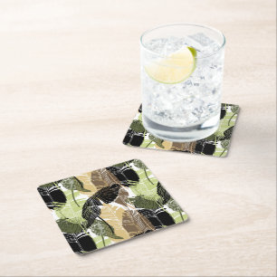 Pappra Underlägg Tropical Handflatan Papper Kvadrat