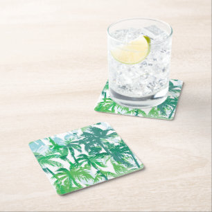 Pappra Underlägg Tropical Handflatan Papper Kvadrat