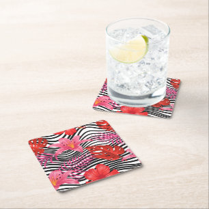 Pappra Underlägg Tropical Handflatan Papper Kvadrat