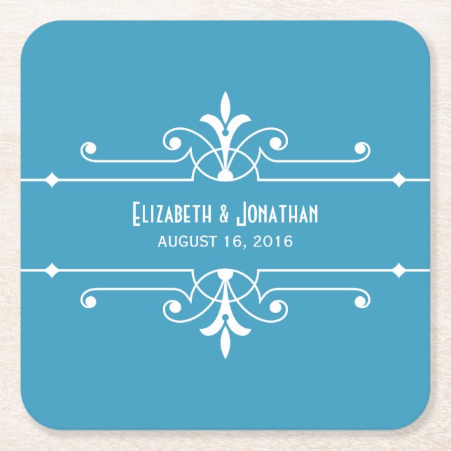 Pappra Underläggen Blå Finare Underlägg Papper Kvadrat (Framsidan)