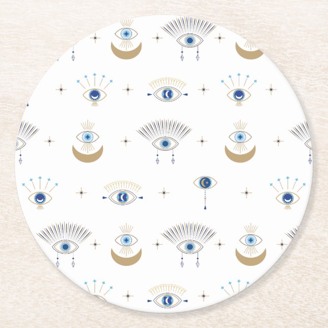 Pappra Underläggen Evil Öga Underlägg Papper Rund (Framsidan)