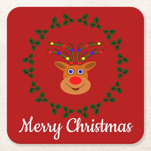 Pappra Underläggen för julrenar Underlägg Papper Kvadrat (Framsidan)