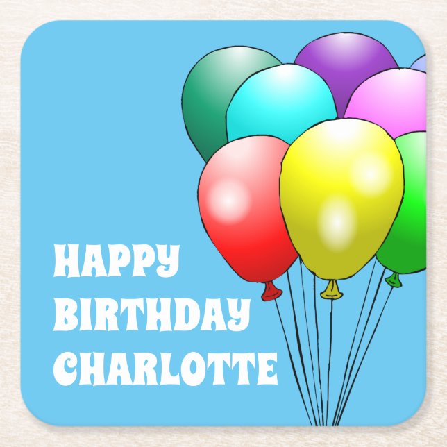 Pappra Underläggen grattis på födelsedagen Underlägg Papper Kvadrat (Framsidan)