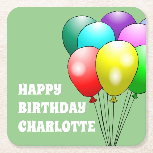 Pappra Underläggen grattis på födelsedagen Underlägg Papper Kvadrat (Framsidan)