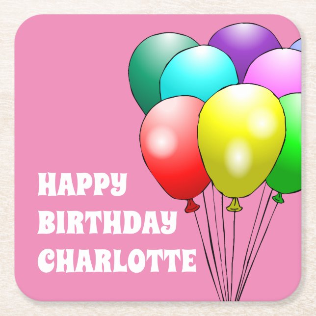 Pappra Underläggen grattis på födelsedagen Underlägg Papper Kvadrat (Framsidan)