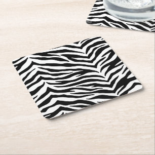 Pappra Underläggen Set-Zebra tryck Underlägg Papper Kvadrat