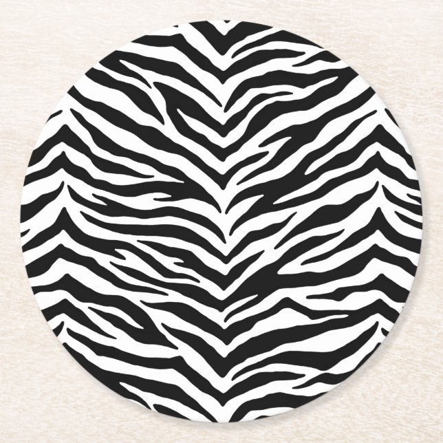 Pappra Underläggen Set-Zebra tryck Underlägg Papper Rund (Framsidan)