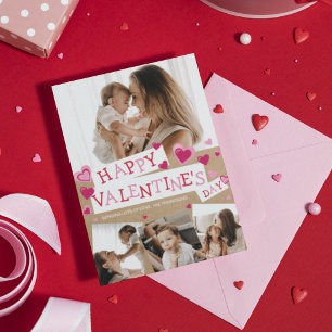 Pappra Valentineser för Photo Collage Hearts Craft Julkort