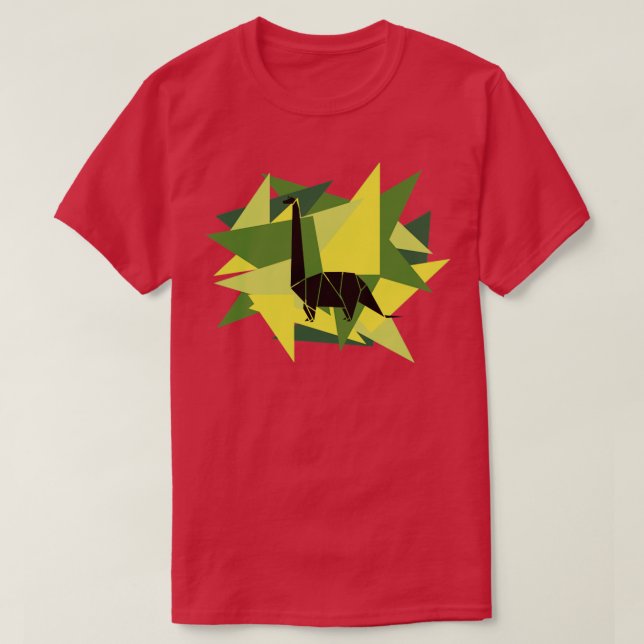 Pappra varv Origami Brontosaurus T Shirt (Design framsida)