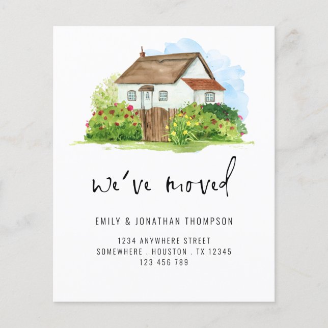 PAPPRA vattenfärgshem Vi har Flyttat Nytt adress Flygblad (Framsidan)