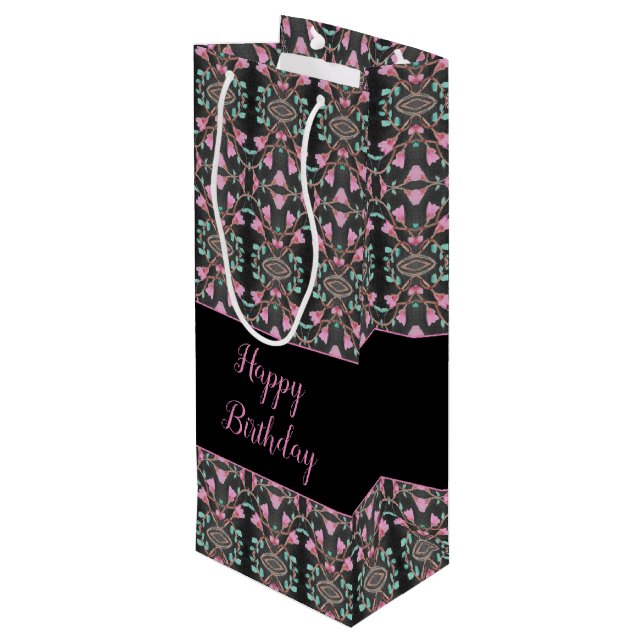 Pappra Vin Sweet Patterned Black Gift Bag (Baksidan Vinklad)