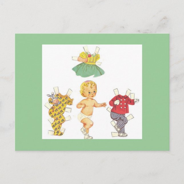 Pappra vykort för baby Vintage (Framsida)