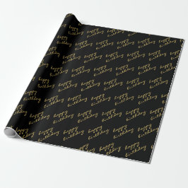 Pappra Wrapping för grattis på födelsedagen Black  Presentpapper