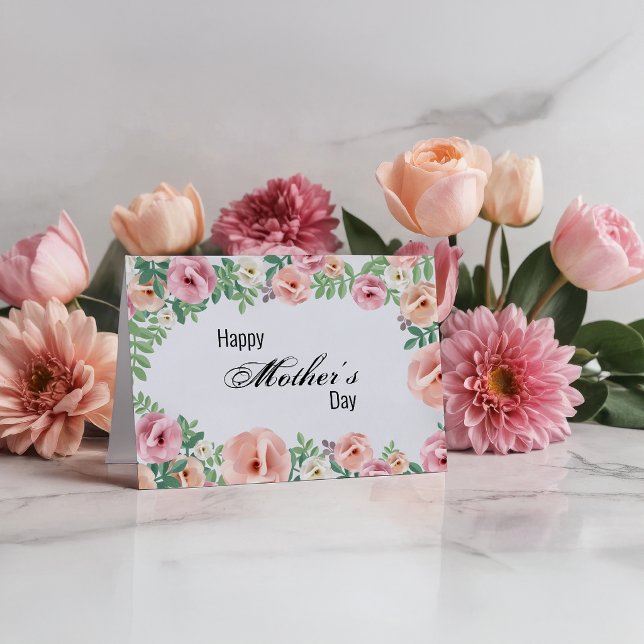 Papprare blommor från Mors dag pastellkrita Rosa Kort (Skapare uppladdad)