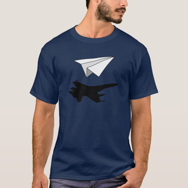 Papprare flygplan i Ingenjör T Shirt (Framsida)