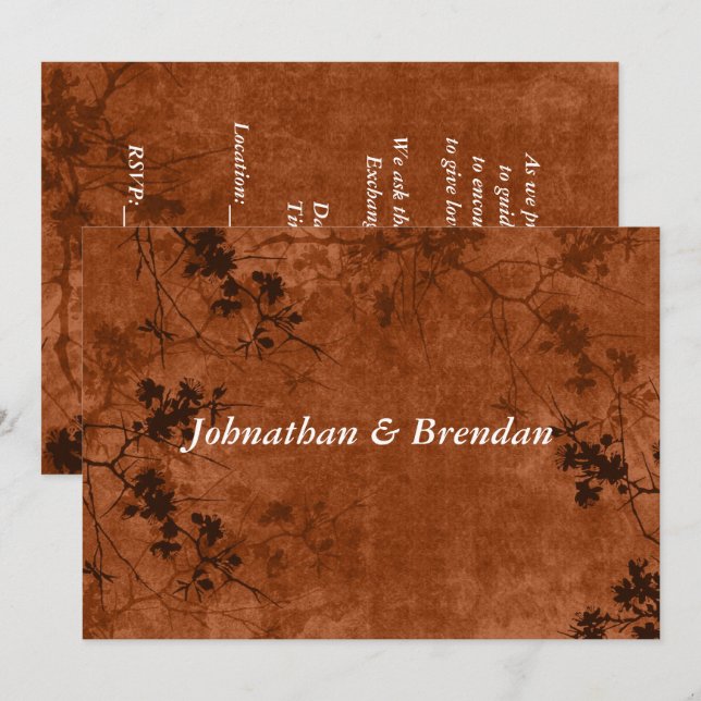 Papprare för höst/Blommigt/säck Inbjudningar (Fram/baksida)