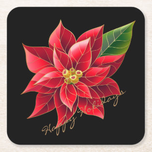 Papprare julafton Underlägg Glad helg Poinsettia Papper Kvadrat