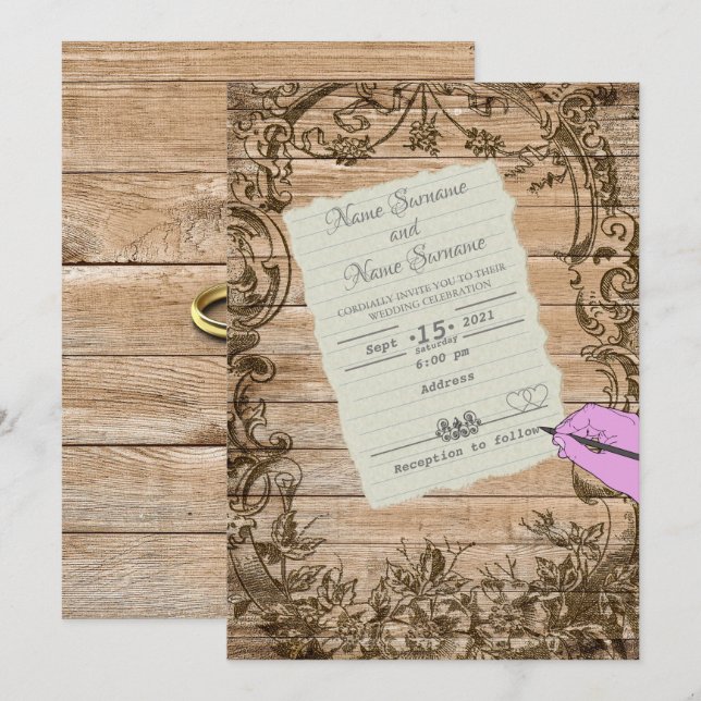 Papprare lakan-hand inbjudningar (Fram/baksida)