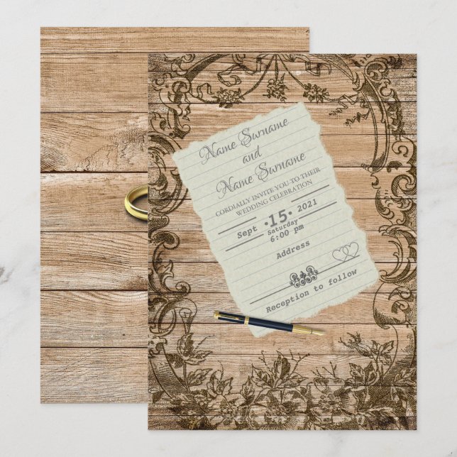 Papprare lakan inbjudningar (Fram/baksida)