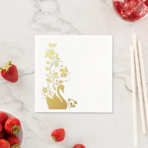 Papprare Napkins, Blommigten Guld Svan Pappersservett