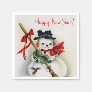 Papprare Napkins Gott nytt år Kväll Snögubbe Pappersservett