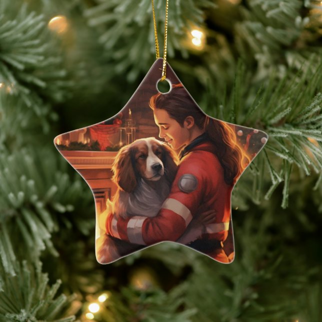 Papps minnesornament, Papillon Hund Mamma Present Julgransprydnad Keramik (Träd)