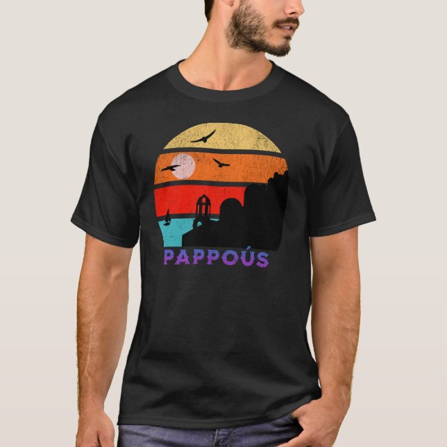 Pappús Retro Sunset Ocean Grandfather T Shirt (Framsida)