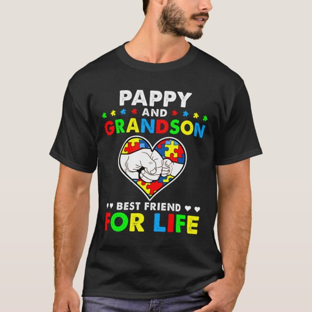 Pappy And Grandson Best Friend For Life Autism Awa T Shirt (Framsida)