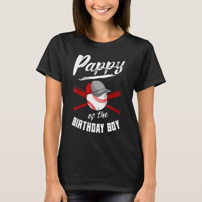Pappy av födelsedagspojken Baseball Bday Party Cel T Shirt (Framsida)