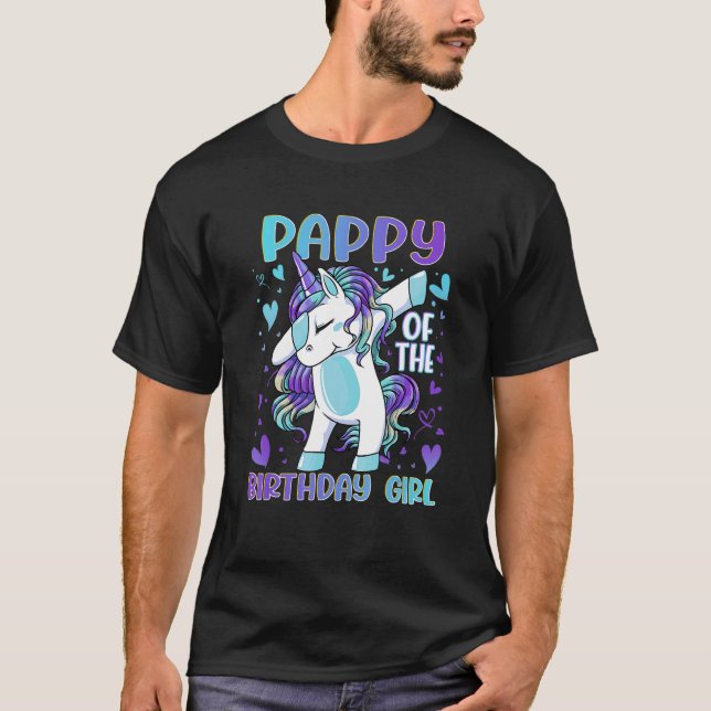 Pappy från Födelsedagsfest Girl Dabbing Unicorn 2 T Shirt (Framsida)