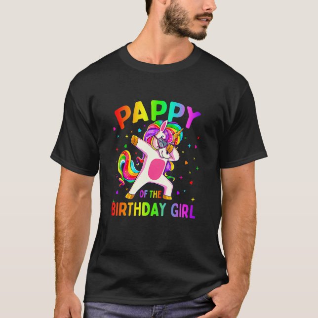 Pappy från Födelsedagsfest Girl Dabbing Unicorn T Shirt (Framsida)