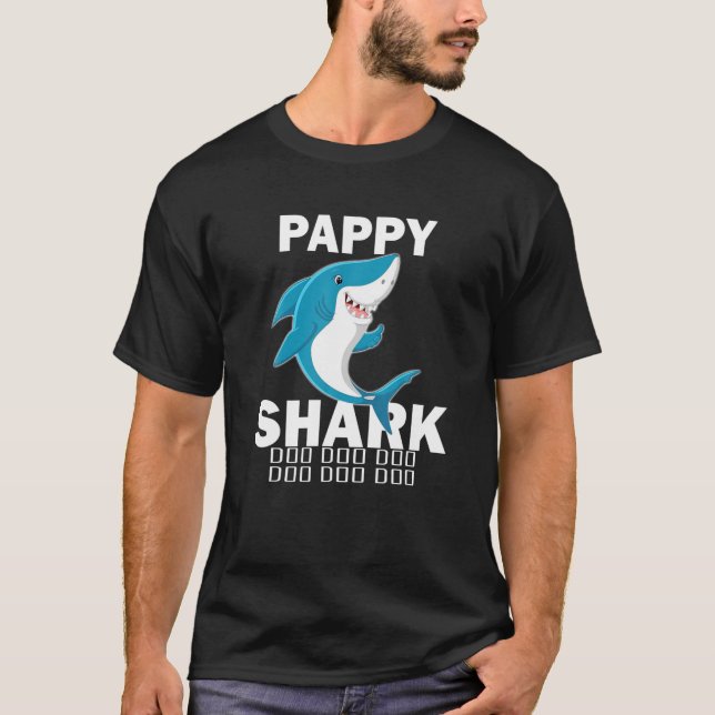 Pappy Shark Shirt Fars dag Gift Idea för Pappy T (Framsida)