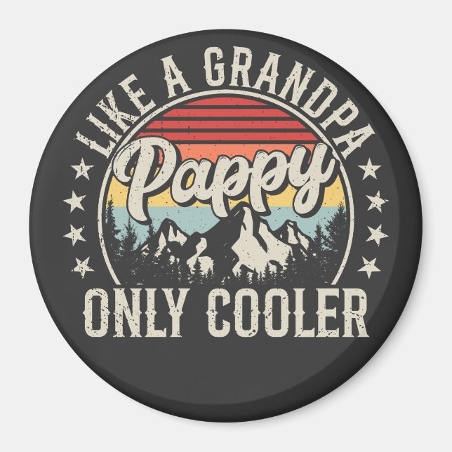 Pappy som en "Grandpa Only Cooler Retro Circle" Magnet (Framsidan)