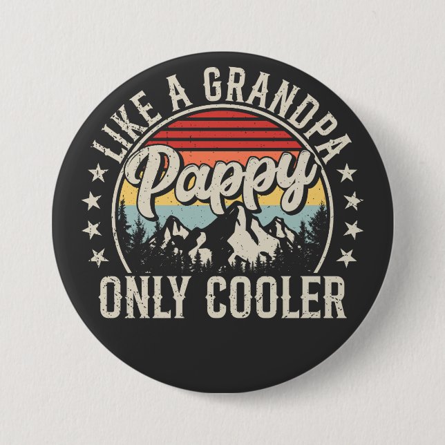 Pappy som en "Grandpa Only Cooler Retro Round" Knapp (Framsida)