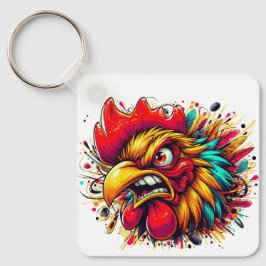 "Pappy Spirited Rooster" Double Sided Aluminum  Nyckelring