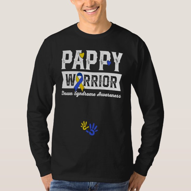 Pappy Warrior Down Syndrome Awareness Family T Shirt (Framsida)
