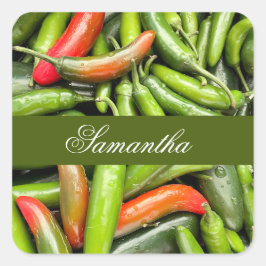 Paprika av Grönt Fyrkantigt Klistermärke