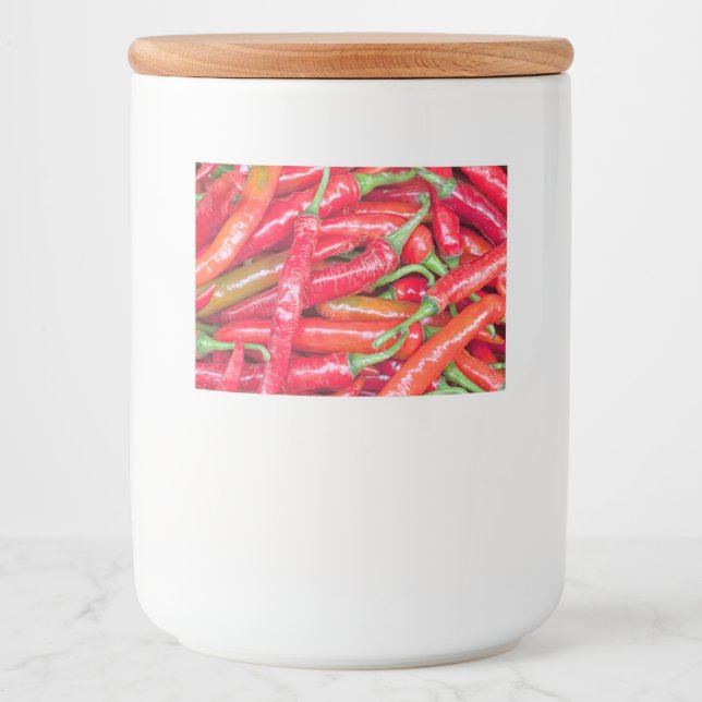 Paprika av röd hett mat etiketter (Framsida)