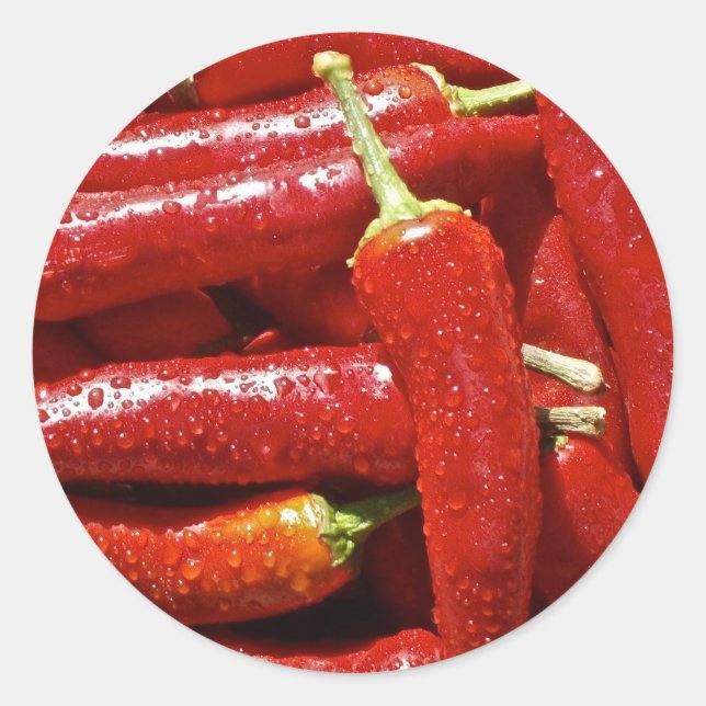 Paprika av röd hett runt klistermärke (Framsida)