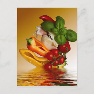 Paprika Basil Tomates Vitlök Vykort