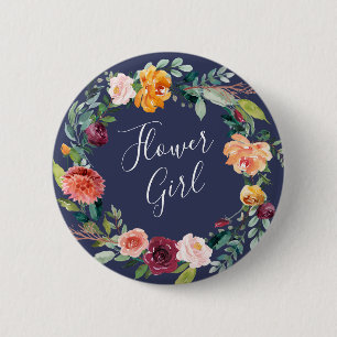 Paprika Burgundy Blommig Flower Girl Knapp