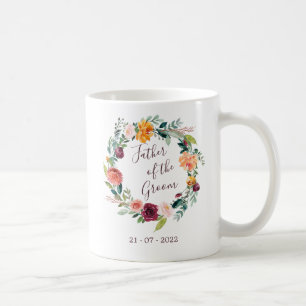 Paprika Burgundy Blommigt Far i Groom Mugg