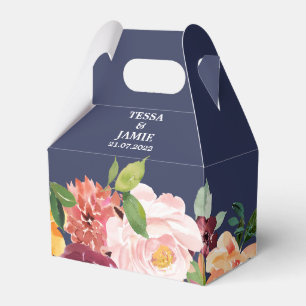 Paprika Burgundy Blommigt Wedor Favor Box Presentaskar