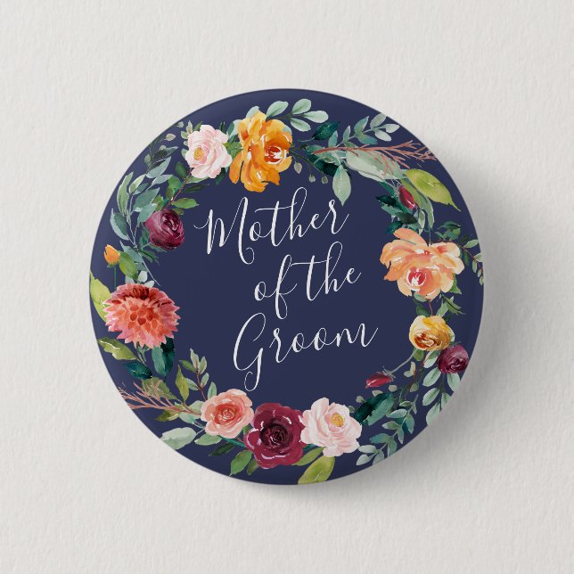 Paprika Burgundy Blommor Mor till Brudgummen Knapp (Framsida)