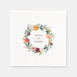 Paprika Burgundy Flora Personalized Napkin Pappersservett