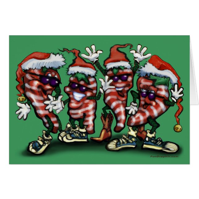 Paprika Candy cane jul Hälsningskort (Framsidan Horizontal)