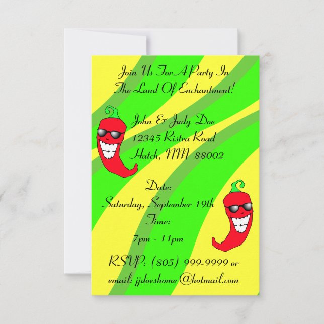 Paprika från Lycklig Chiles pepper Ristra Chile NM Inbjudningar (Framsida)