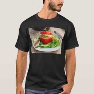 Paprika med baksida och ost av kött tee shirt